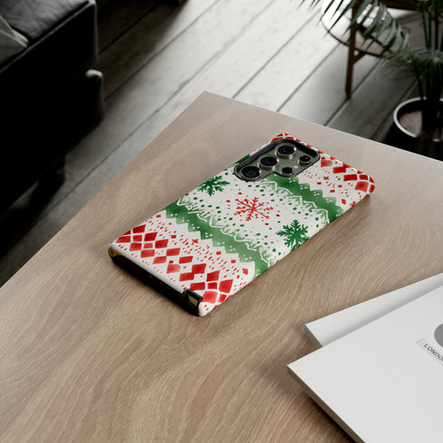 Watercolor Christmas Knitting - Impact Resistant Phone Case